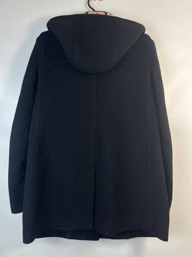 BURBERRY BRIT DUFFLE COAT WOOL TOGGLE HOODED JACKET BLACK SIZE 38 - Picture 7 of 8