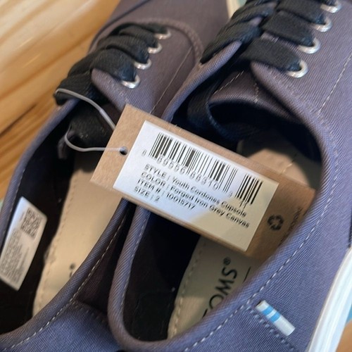 TOMS Yourh Cordones Forged Iron Grey Canvas Cupsole Size 2 - Picture 7 of 8