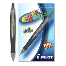 Pilot 31401 G6 Fine 0.7 mm Gel Pen - Black Ink/Black Barrel (1-Dozen) New