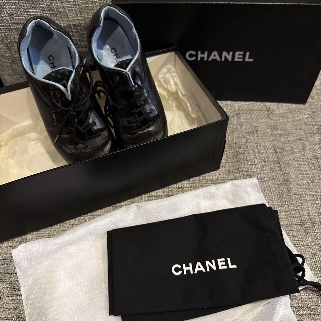 靴 CHANEL 35 CHANEL Black Sneaker Shoes Women Size 35 With Box Genuine | eBay