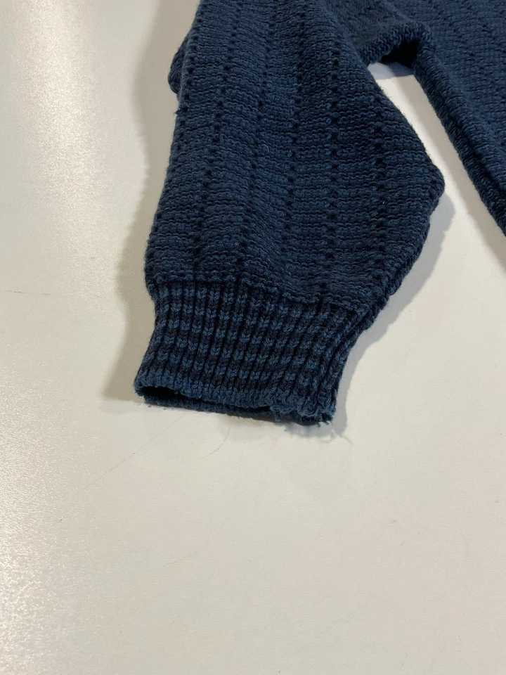 Suéter Henley Tejido Suelto Vintage Van Heusen Talla M Pescador Azul Grunge Años 90 Foto 2 de 4