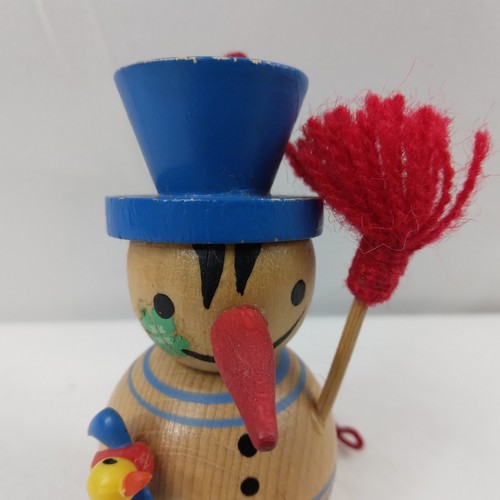 Vintage Steinbach Wooden Snowman with Broom & Bird Christmas Ornament Germany - Picture 2 of 8