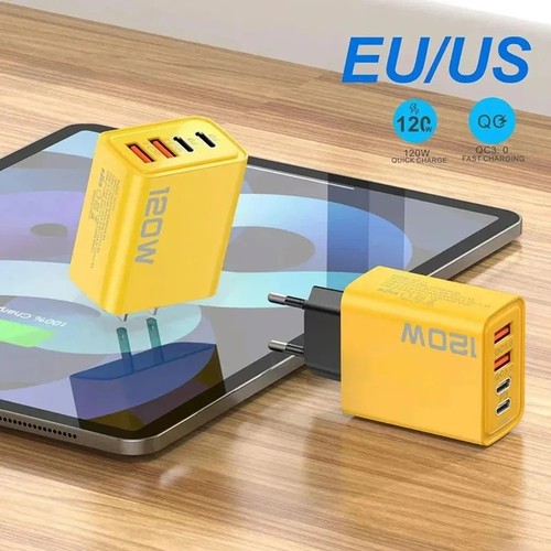 UK USB Wall Plug 100w Fast Charge PD USB Type C Travel Charger 4 Ports - Picture 3 of 9