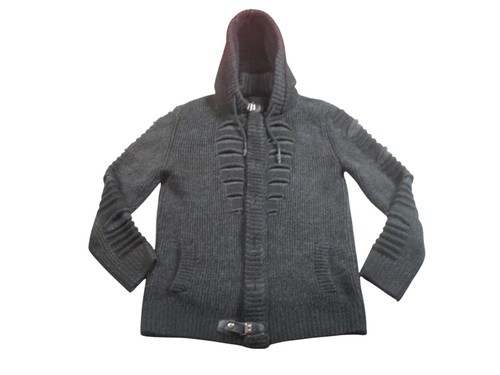 Leif Nelson Pullover Herren XL anthrazit Hoodie Full Zip Strick Cardigan gerippt Grobstrick - Bild 6 von 16