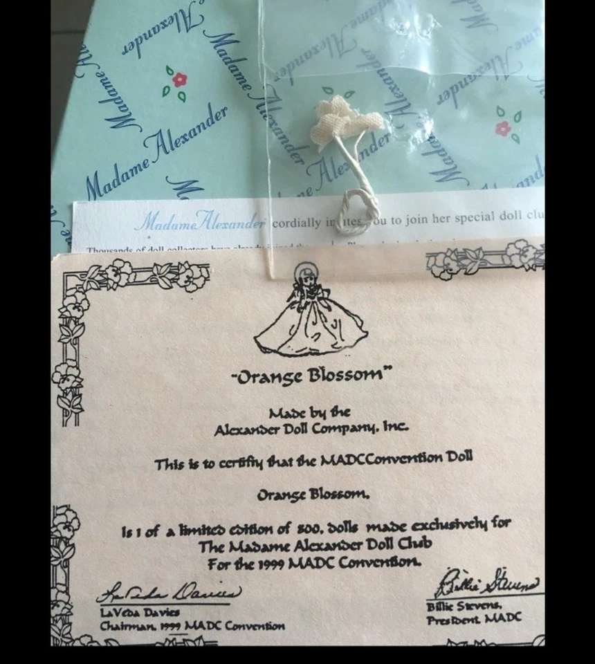 MADAME ALEXANDER IN BOX DOLL 10" ORANGE BLOSSOM MADCC 1999 80660 - Изображение 4 из 4