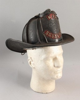 Antique CAIRNS Leather Firefighter Helmet Quincy MA Naval Aviation NAS Squantum