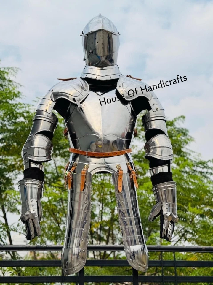 Traje de caballero armadura medieval listo para la batalla, armadura de tamaño completo armadura medieval Foto 2 de 4