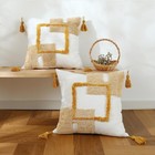 Neutral Mustard Yellow and Khaki Throw Pillow Covers 18x18 Raised Tufted Boho