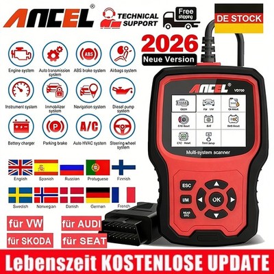 2026 Ancel VD700 Pro Für VAG Profi KFZ Diagnosegerät Auto OBD2 Scanner EPB DPF