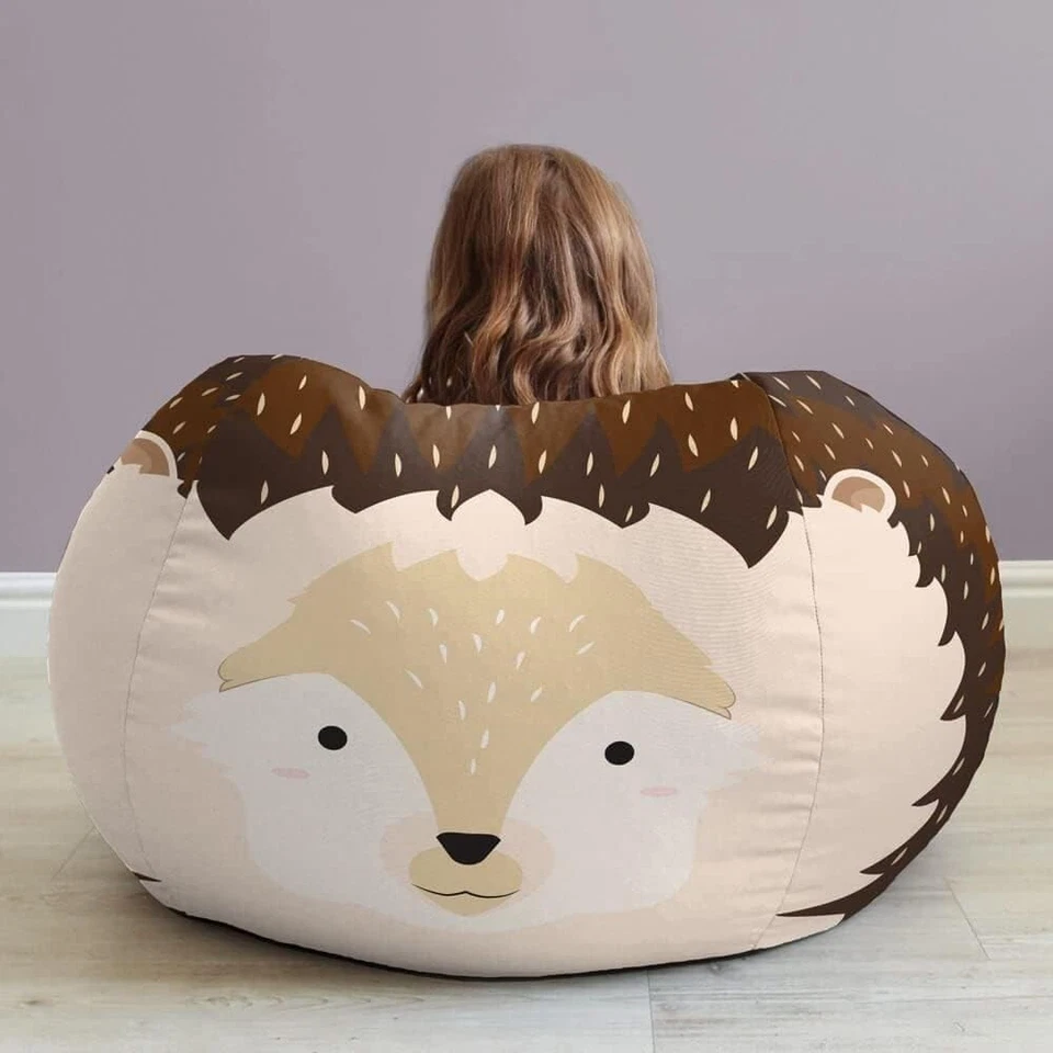 Toddler Kids Animal Printed Bean Bag Chair with Footstool | Soft, Durable Seat - Image 2 of 4