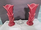 Vintage Art Pottery Set of 2 Miniature Shawnee Vases #1135 USA Rose Color