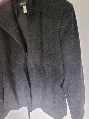 Harvé Bernard Womens Black Wool Jacket Zipper Size 8 - Picture 2 of 12