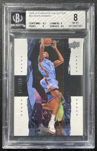 KEVIN DURANT BGS 8 2009-10 UPPER DECK EXQUISITE COLL #33 THUNDER 147/199