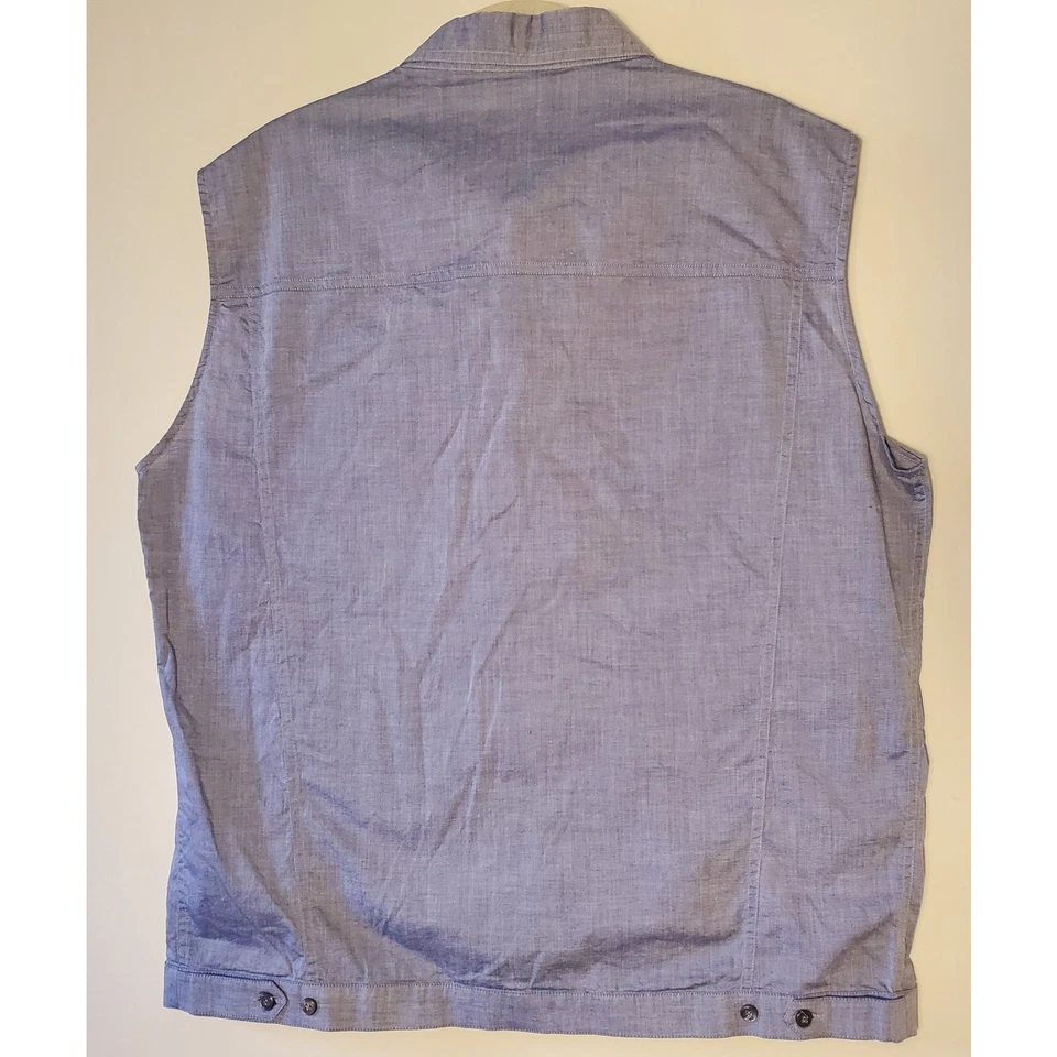 Блузка женская Neil Barrett размер XL без рукавов на пуговицах спереди топ легкая синяя льняная - Изображение 2 из 4