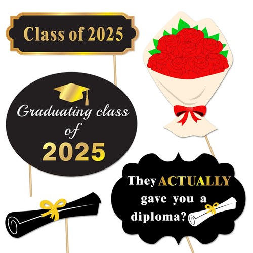 50Count Graduation Photo Booth Props Black and Gold for Party Decorations - Picture 3 of 8