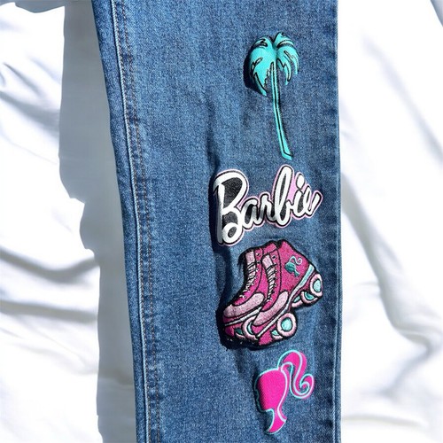 Barbie Girls Jeans Denim Straight Leg Born To Lead Size 8 - Picture 4 of 5