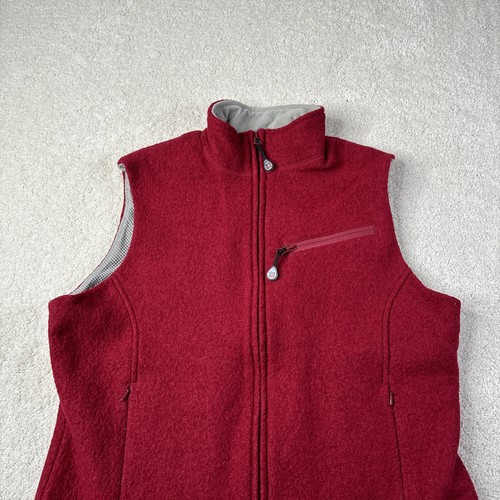 Vintage Woolrich Vest Womens Medium Red 100% Wool Knit Fleece Zip Up Sweater - Picture 3 of 14