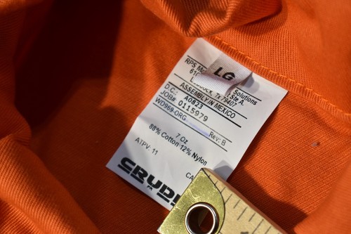 Crude FR Coverall Mens Large Orange Flame Resistant Full Zip Workwear NEW NWT - Picture 12 of 12