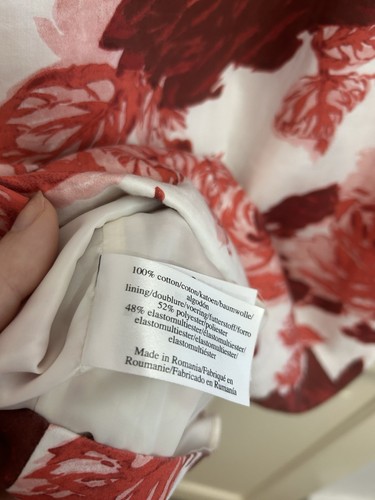 Ladies Laura Ashley White Red Floral Midi Dress Size 8 Tie Back Smart Zip - Picture 7 of 9