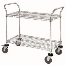 Quantum Food Service 48x24x37-1/2 Chrome Plated 2 Wire Shelf Utility Cart
