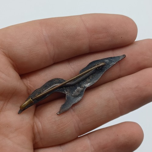 Vintage Blue And Yellow Enamel Swallow Bird Brooch Pin Antique - Picture 3 of 4