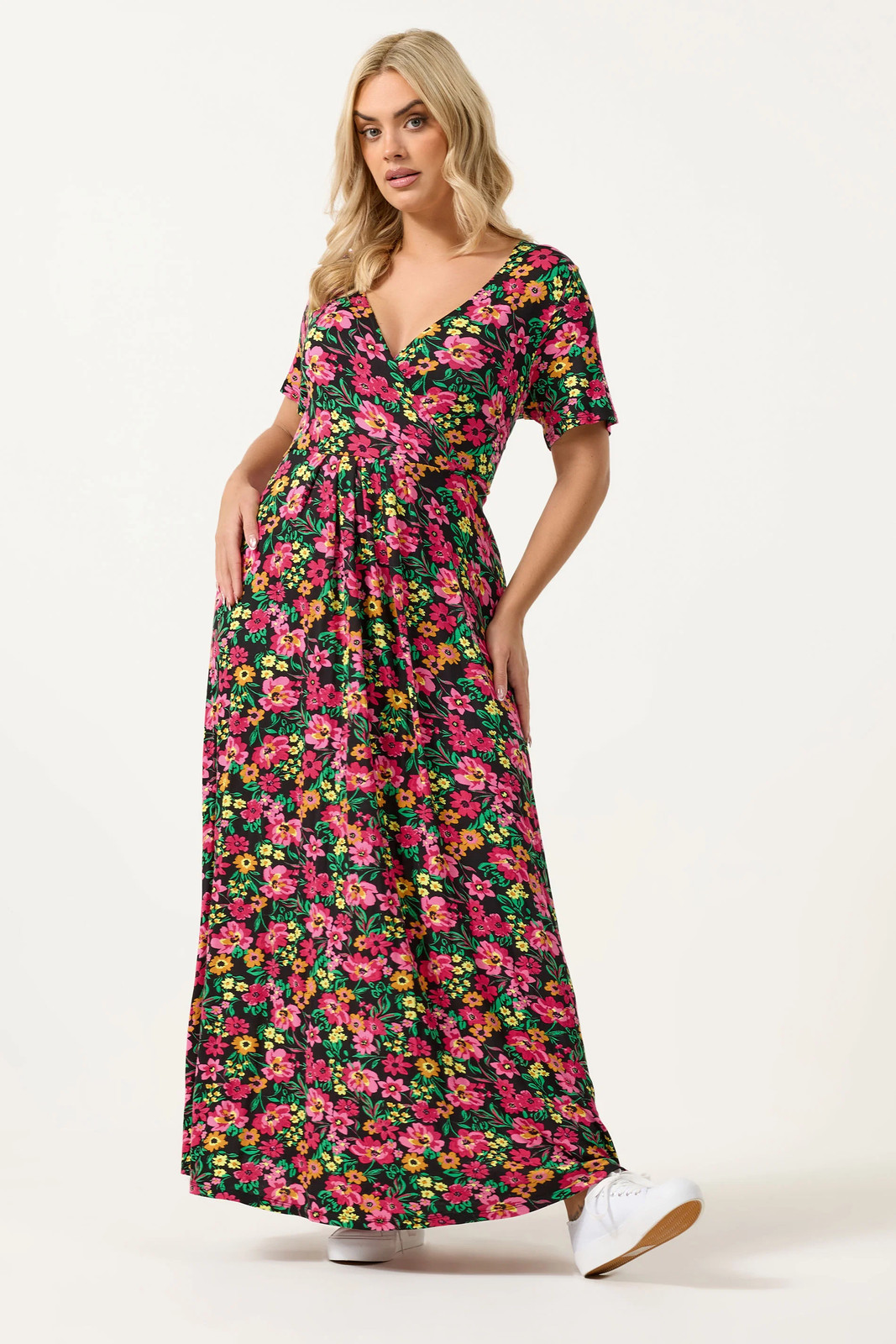Yours Curve Women's Plus Size Floral Print Wrap Dress