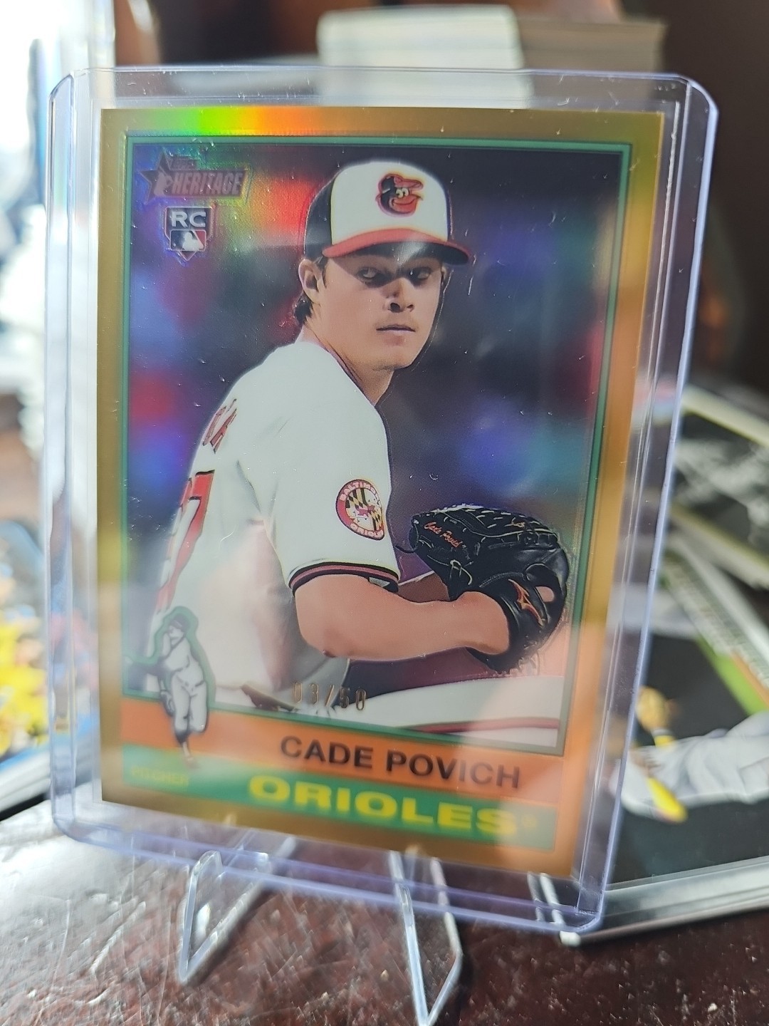 2025 Topps Heritage - Cade Povich #219 Chrome Gold Border /50 (RC)