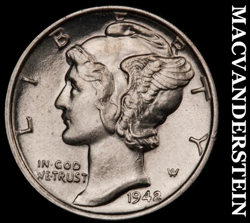 1942 Silver Mercury Dime-Choice Gem BU Lustrous No Reserve #i5790