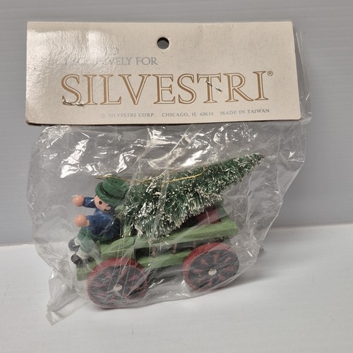 Vintage SILVESTRI Holzmann fährt Wagen Christbaumschmuck handbemalt - Bild 7 von 9