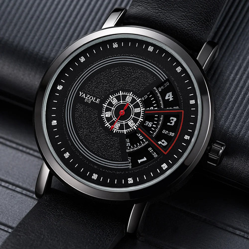 Reloj Hombre Simple Moda Tocadiscos Moda Cuero Relojes Correa Negro Hombre - Imagen 21 de 34