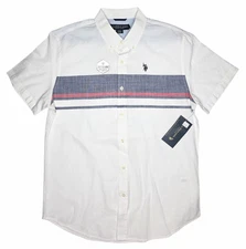 U.S. Polo Assn. #11770 NEW Men's 100% Cotton Short Sleeve Button Up Woven Shirt
