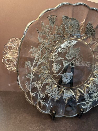Vintage 25th Anniversary Silver Overlay Plate, Excellent Condition - Picture 4 of 6