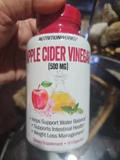Apple Cider Vinegar Pills Capsules NutritionWorks ACV 90 x 500mg per serving