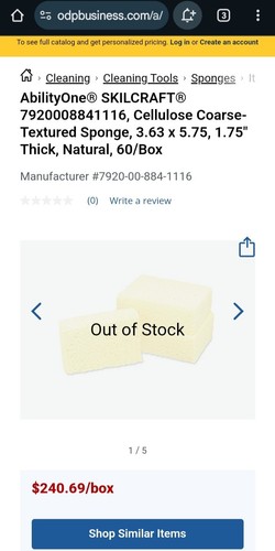 Skilcraft Natural Cellulose Coarse textured Thic Yellow Sponge 3.6x5.7x1.7 60ct - Picture 2 of 15