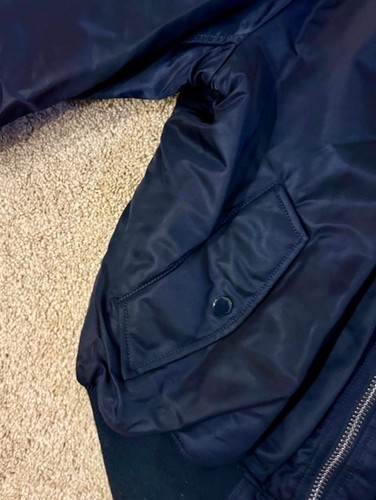 Men's Alpha Industries Navy Nylon Flight Bomber Casual Jacket Size Medium - Picture 8 of 11