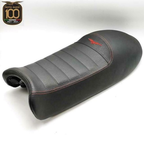 Single Seat Saddle, Black/Red, Original, Moto Guzzi v7 II Racer 750 Abs (2015-16) - Picture 2 of 5
