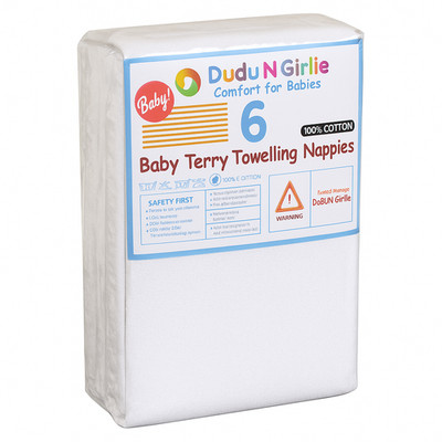 6x Frottee Baby Windeln | 100% Baumwolle weiche Tücher Lätzchen 60x60 cm