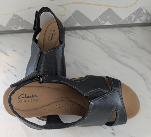 Women's Clarks Collection Size 10 Ultimate Comfort sling back sandal Black - Picture 2 of 11