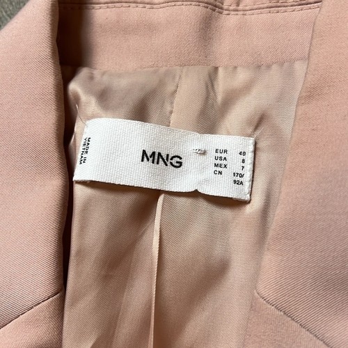 Mango Damen Taillierter Anzug Blazer Sakko Pastell Rosa Einreiher Größe 8 - Bild 6 von 7