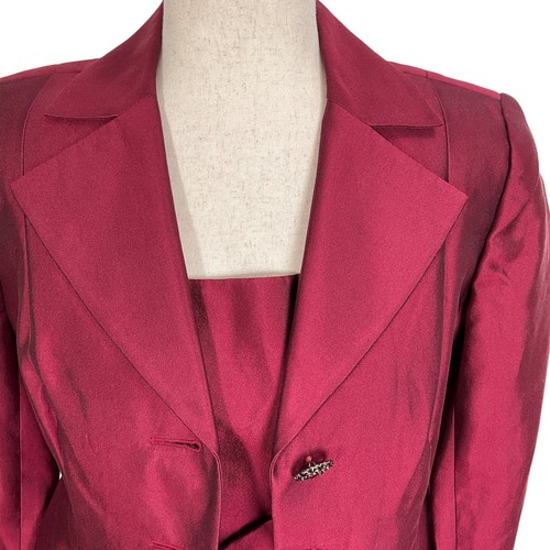 Talbots Dress Suit Set Women 6P Fuchsia Pink Silk Cotton Formal Career Party - Picture 2 of 16