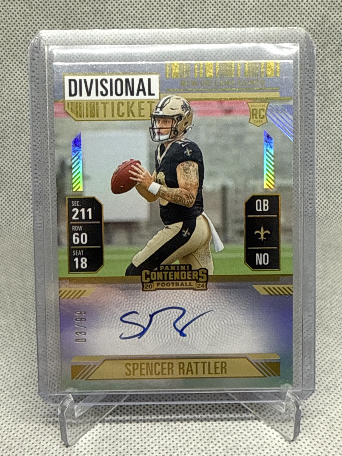 Spencer Rattler RC 2024 Panini Contenders Rookie Divisional Ticket Auto/99 #116