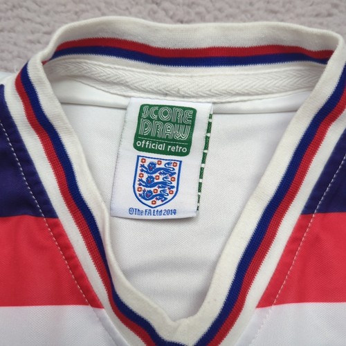 Score Draw 1982 England Tee Mens Small White Red Blue Retro Kit Football Home S - Picture 7 of 9