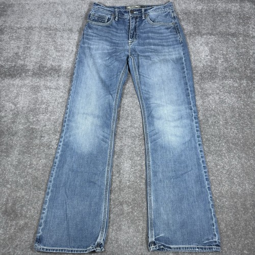 BKE Tyler Jeans Herren 30L (passt 30x33) Blau Denim Bootcut Nähte Western Y2K