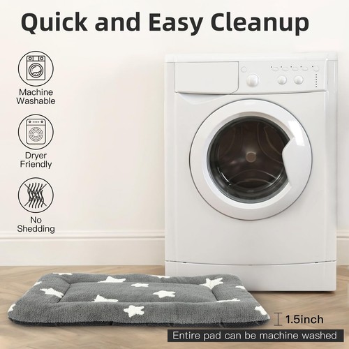 Cat Bed for Indoor Cats Washable Dog Crate Pad Cute Star Dog Bed Mat for Smal... - Picture 3 of 6