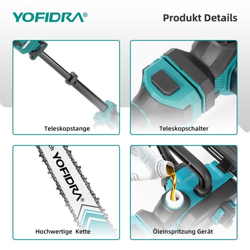 Akku Kettensäge Teleskop Hochentaster Astsäge Heckenschere Für Makita 18V Akku - Bild 3 von 14