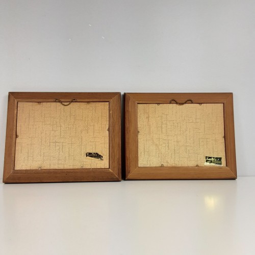 Vintage KAY DEE Hand Prints Pair Linen Art Snowy Winter Yellow Farmhouse Framed - Picture 8 of 17