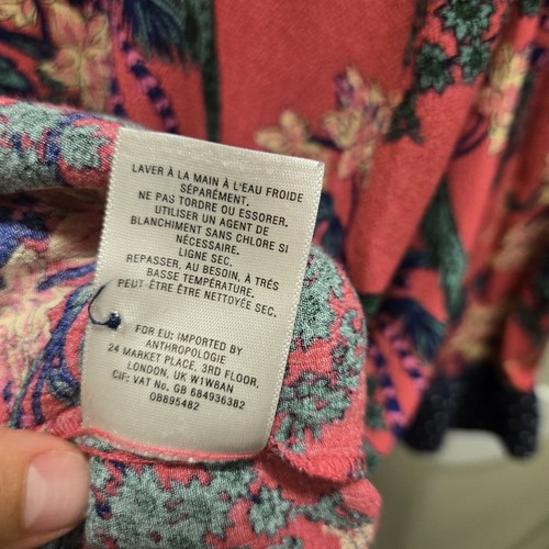 Maeve Anthropologie Devery tunic Dress Bohemian Bird Print Pink & Navy - Picture 8 of 8
