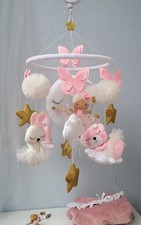 Handmade decor Princess baby girl mobile Crib mobile Boucle bunursery