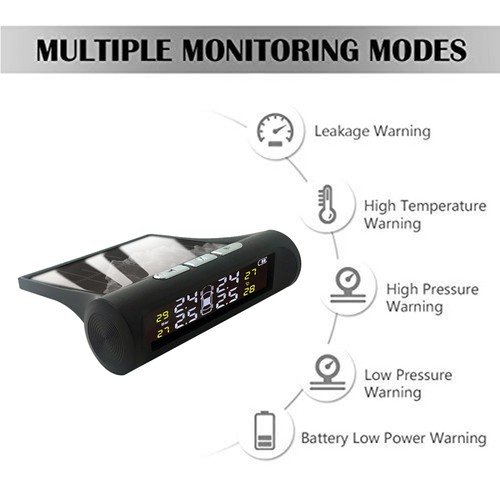 LCD Display Solar Power Tire Pressure Monitoring TPMS Monitor+Externa Sensor B - Picture 6 of 11