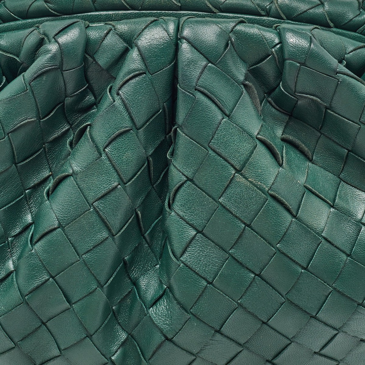 Bottega Veneta Dark Green Intrecciato Leather Pouch Clutch
